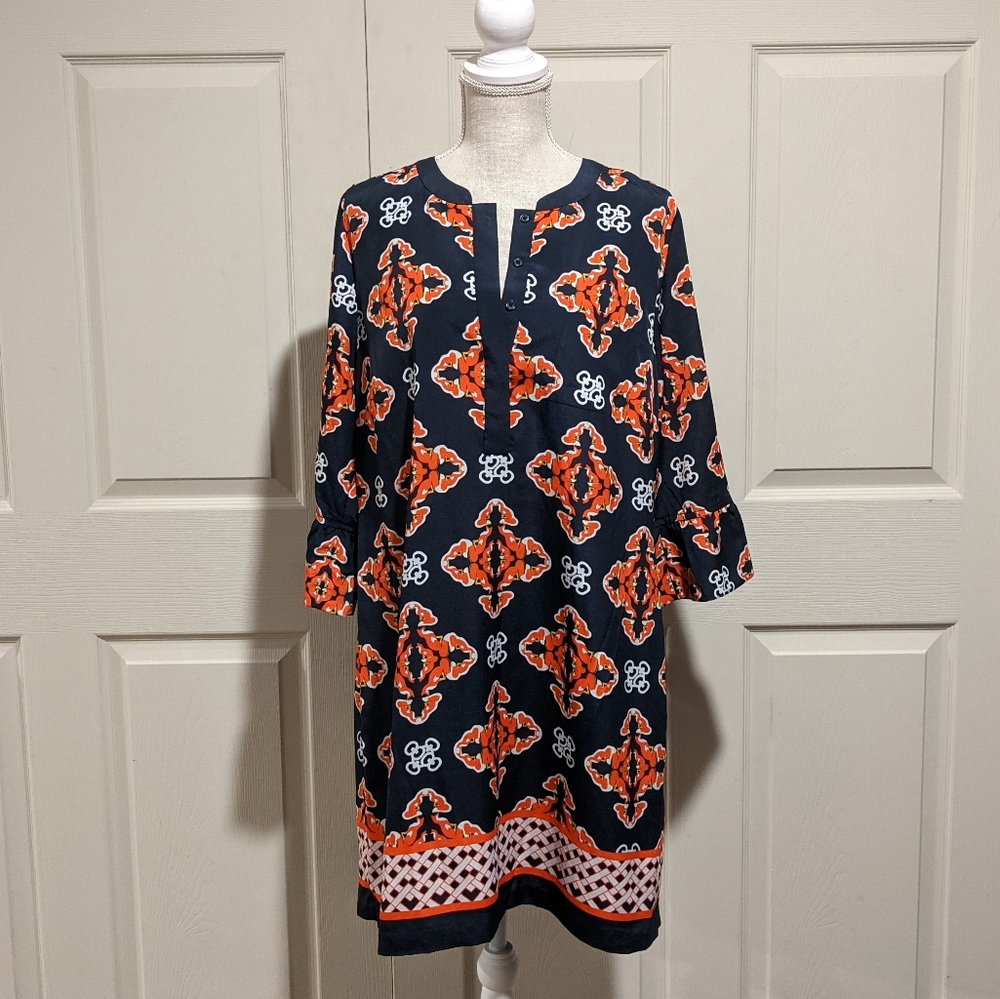 Crown & Ivy Navy Blue Orange Dress Size 14